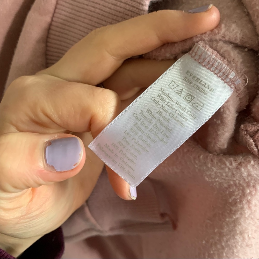 Everlane • pale pink cropped side slit hoodie xs - Picture 7 of 7